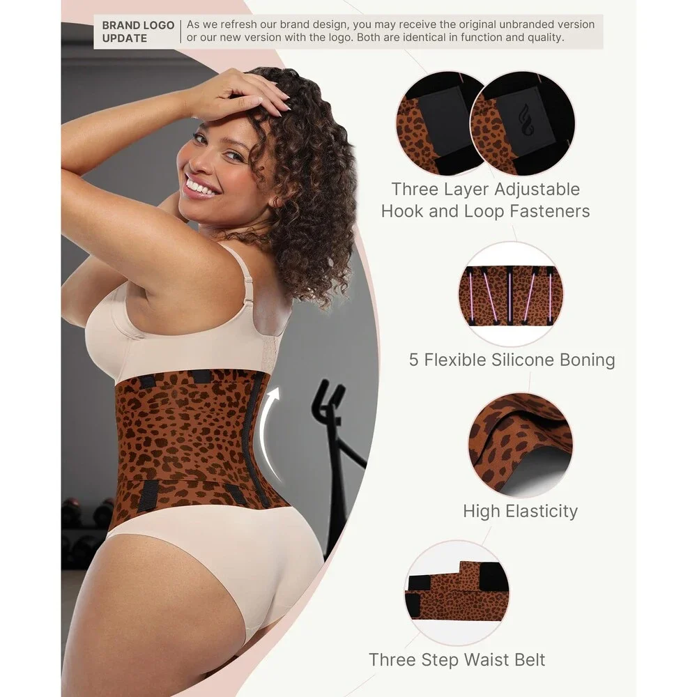FeelinGirl Women's Brown Corset Perspiring Workout Waist Trainer Trimmer Belt M